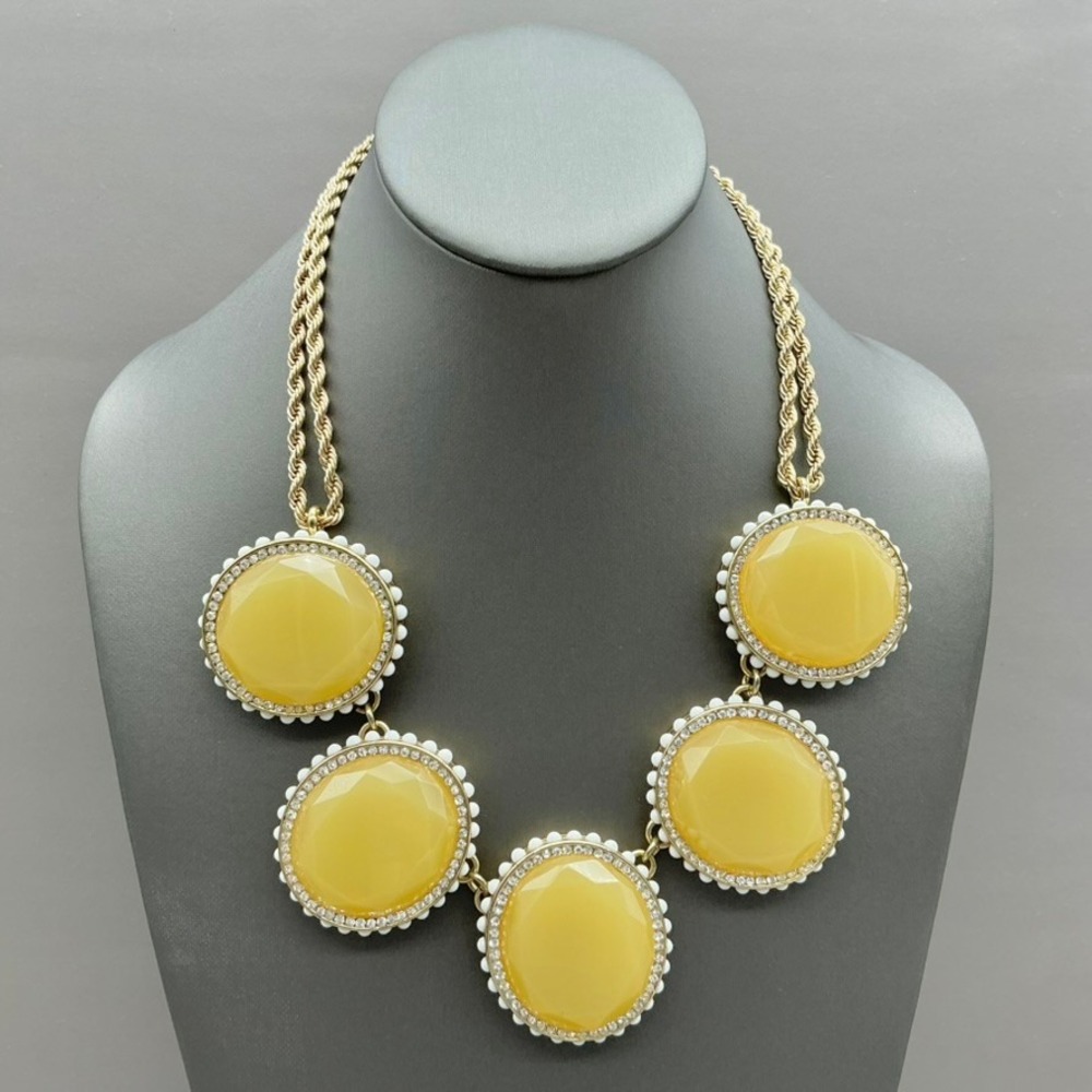 Banana Republic Necklace Womens Gold Tone Yellow Statement Rhinestone 20 Inch